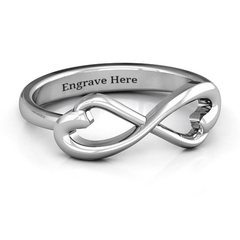 Classic Hearts Infinity Ring with two hearts and infinity symbol