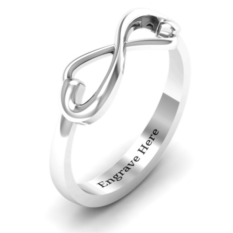 Classic Hearts Infinity Ring with two hearts and infinity symbol