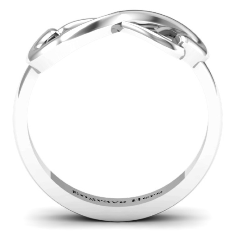 Classic Hearts Infinity Ring with two hearts and infinity symbol