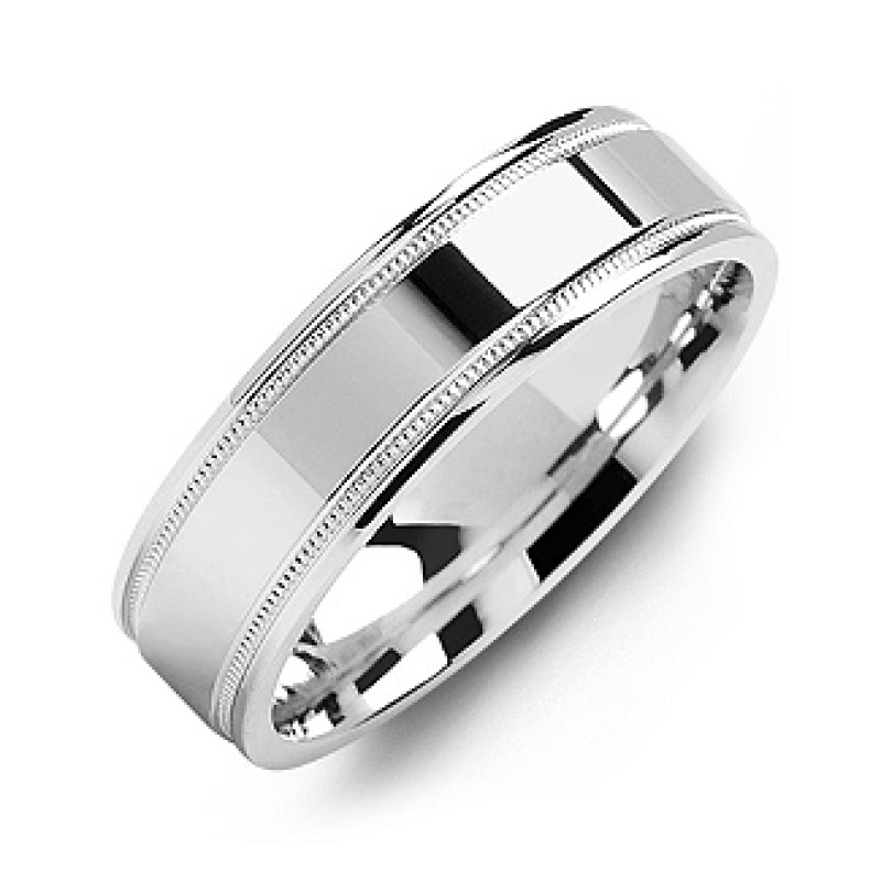Classic High-Polish Milgrain Men's Ring Classic high-polish milgrain men's ring