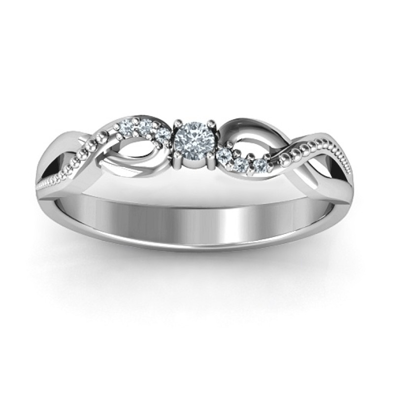 Classic Solitaire Sparkle Ring with Accented Infinity Band Classic solitaire sparkle ring with an accented infinity band