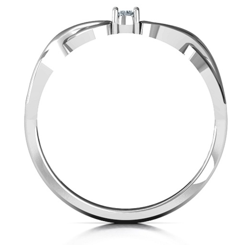 Classic Solitaire Ring with Infinity Band Side View Classic solitaire ring with infinity band side view