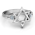 Classic Star of David ring with two round stone settings