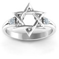 Classic Star of David ring with two round stone settings