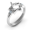 Classic Star of David ring with two round stone settings