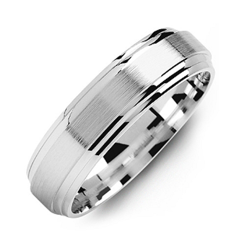 Classic Two-Line Milled Brush Men's Ring Classic two-line milled brush men's ring