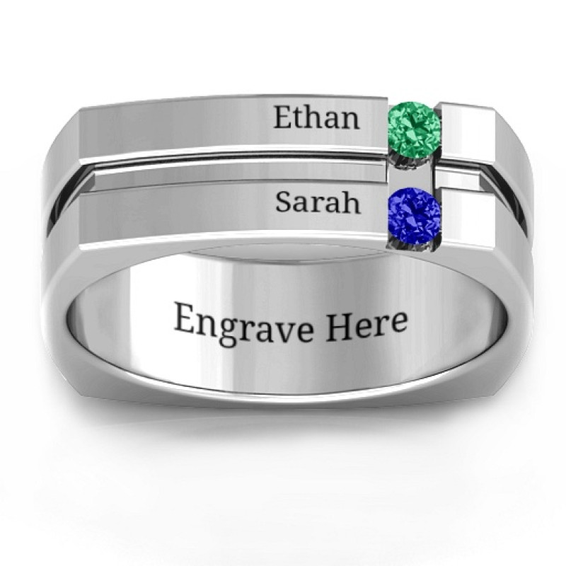 Crevice Grooved Square-shaped Gemstone Men’s Ring Crevice grooved square-shaped men's gemstone ring