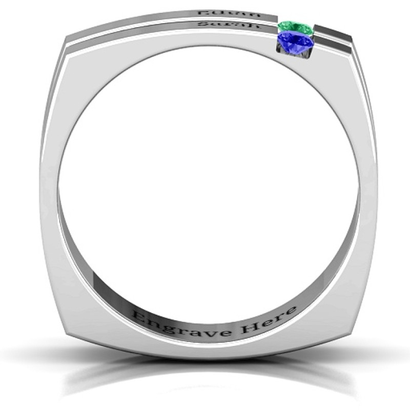 Crevice Grooved Square-shaped Gemstone Men’s Ring View Crevice grooved square-shaped men's gemstone ring view