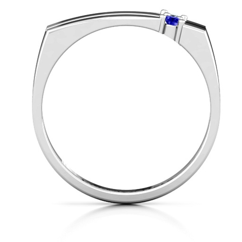 Grooved square-topped women's ring side view