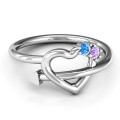 Cupid's Hold Love Ring with floating heart and arrowhead band