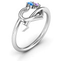 Cupid's Hold Love Ring with floating heart and arrowhead band