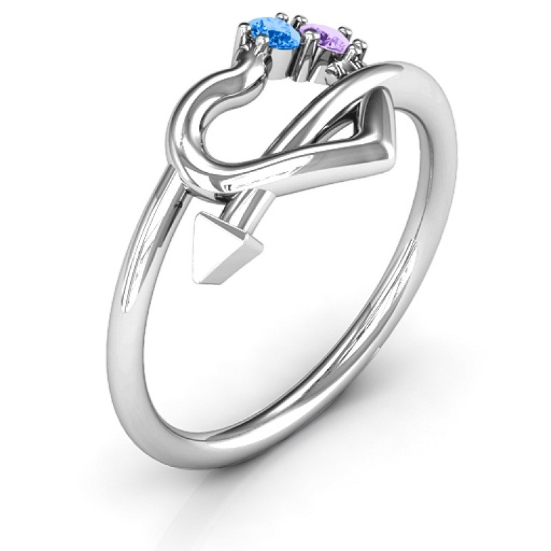 Cupid's Hold Love Ring with floating heart and arrowhead band
