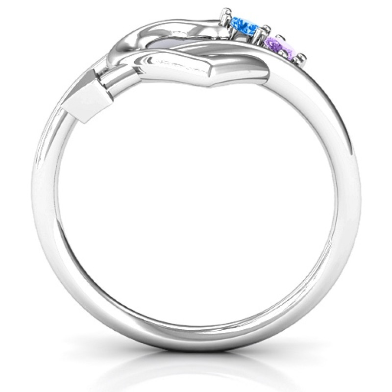 Cupid's Hold Love Ring with floating heart and arrowhead band