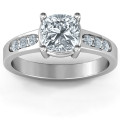 Cushion Cut Solitaire with Accents Ring Cushion cut solitaire ring with round accent stones