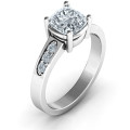 Cushion Cut Solitaire with Accents Ring Cushion cut solitaire ring with round accent stones