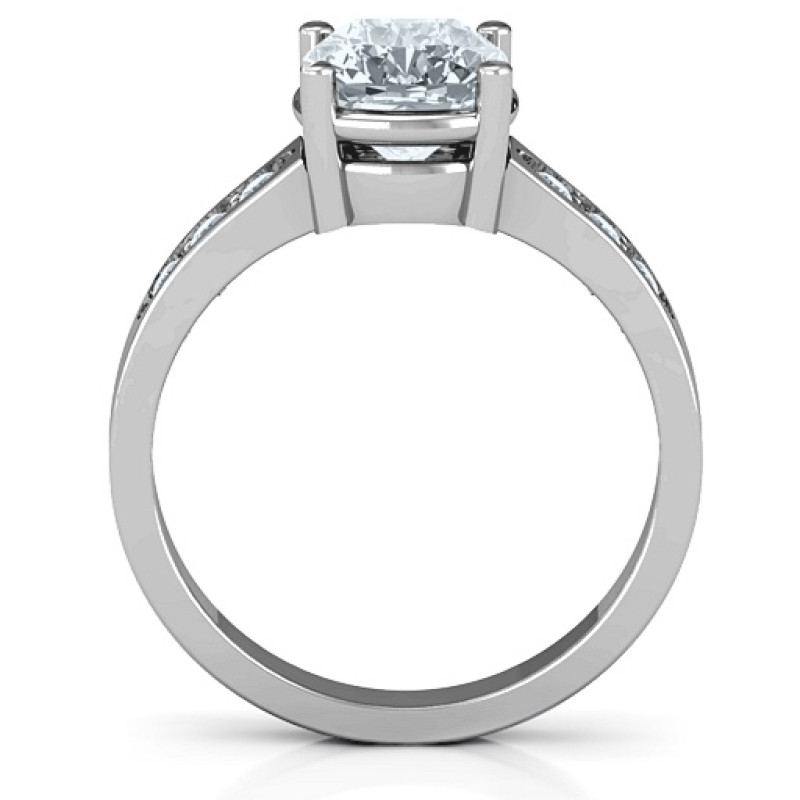 Cushion Cut Solitaire with Accents Ring Cushion cut solitaire ring with round accent stones