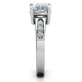Cushion Cut Solitaire with Accents Ring Cushion cut solitaire ring with round accent stones
