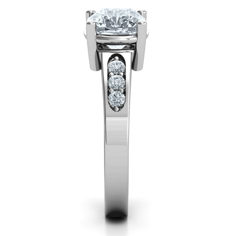 Cushion Cut Solitaire with Accents Ring Cushion cut solitaire ring with round accent stones