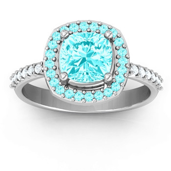 Cushion Cut Statement Ring with Halo Cushion Cut Statement Ring with Halo