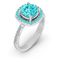 Cushion Cut Statement Ring with Halo Cushion cut statement ring with a round stone halo