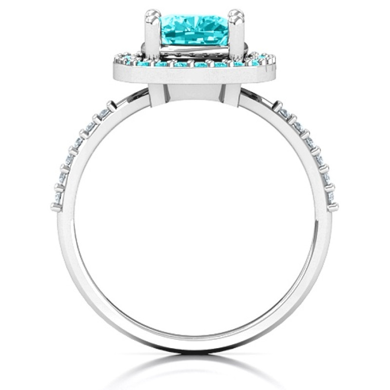 Cushion Cut Statement Ring with Halo Cushion cut statement ring with a round stone halo