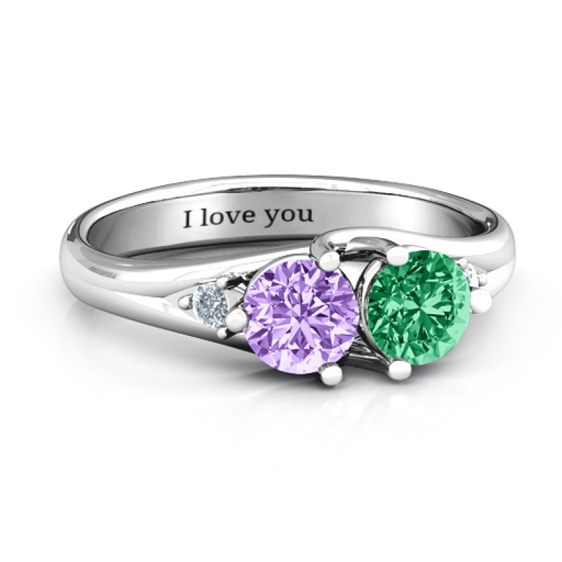 Darling Duo Double Gemstone Ring with two round main stones and accent stones