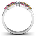 Personalised Infinity Ring with Accents - View 4 Personalised infinity ring with three centre stones and accent stone groups