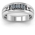 Devotion Ring with three round stones and cut-out heart details