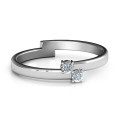 Diagonal Dazzle Ring with two or three gemstones