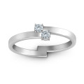 Diagonal Dazzle Ring with two or three gemstones
