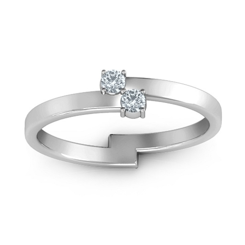 Diagonal Dazzle Ring with two or three gemstones