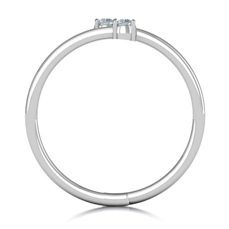 Diagonal Dazzle Ring with two or three gemstones