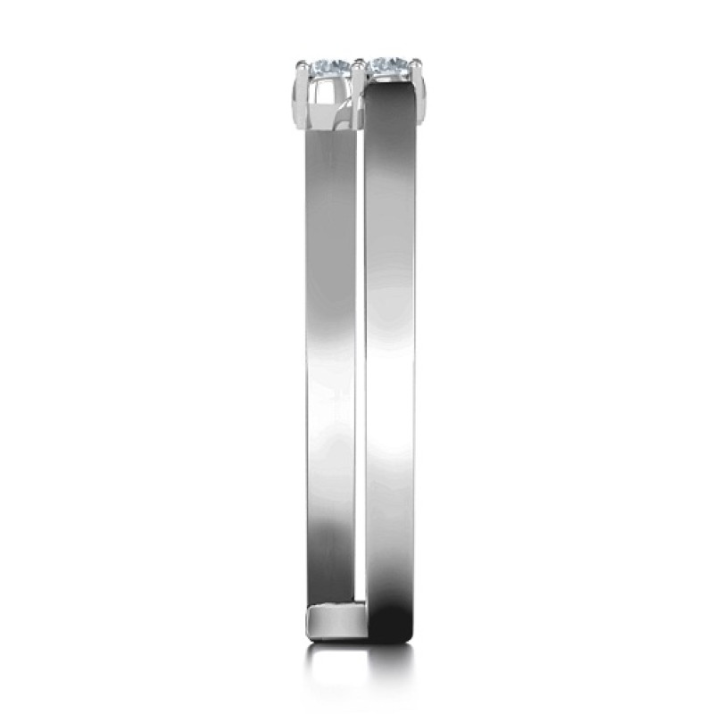 Diagonal Dazzle Ring with two or three gemstones