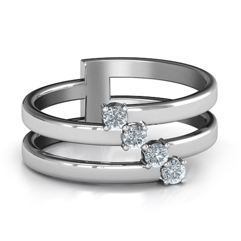Diagonal Dazzle Ring with 4-5 Gemstones Diagonal Dazzle Ring with a diagonal row of gemstones