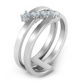 Diagonal Dazzle Ring with 4-5 Gemstones - View 3 Diagonal Dazzle Ring with gemstones, alternate view