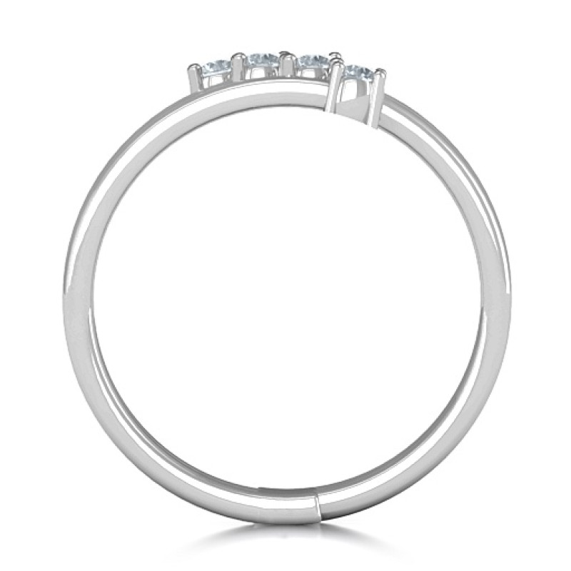 Diagonal Dazzle Ring with 4-5 Gemstones - View 4 Diagonal Dazzle Ring with gemstones, alternate view