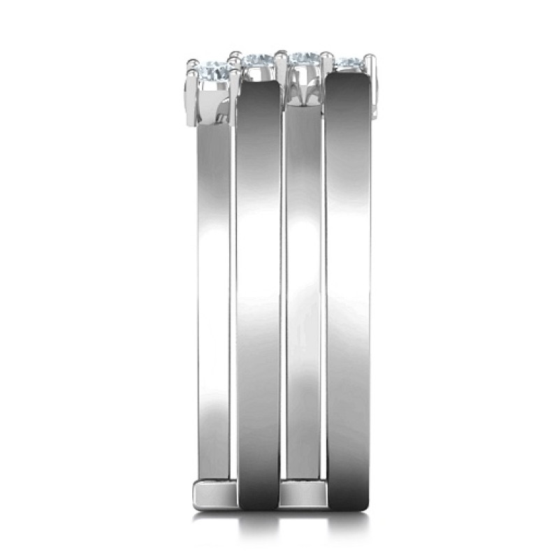 Diagonal Dazzle Ring with 4-5 Gemstones - View 5 Diagonal Dazzle Ring with gemstones, alternate view