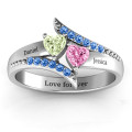 Diagonal Dream Ring with Heart Stones product view
