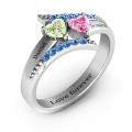 Diagonal Dream Ring with Heart Stones product view