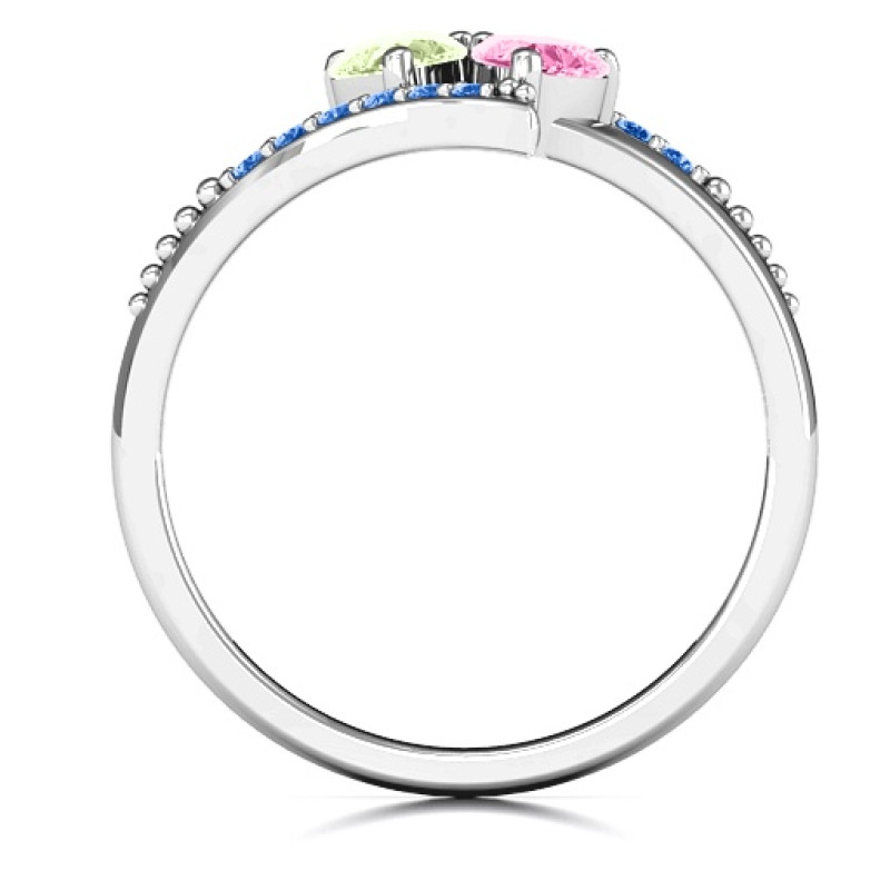 Diagonal Dream Ring with Heart Stones product view