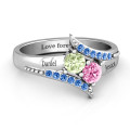 Diagonal Dream Ring With Round Stones Diagonal Dream Ring with round stones and split-shank band