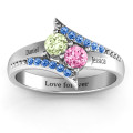 Diagonal Dream Ring With Round Stones - View 2 Diagonal Dream Ring with round stones and split-shank band