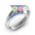 Diagonal Dream Ring With Round Stones - View 3 Diagonal Dream Ring with round stones and split-shank band