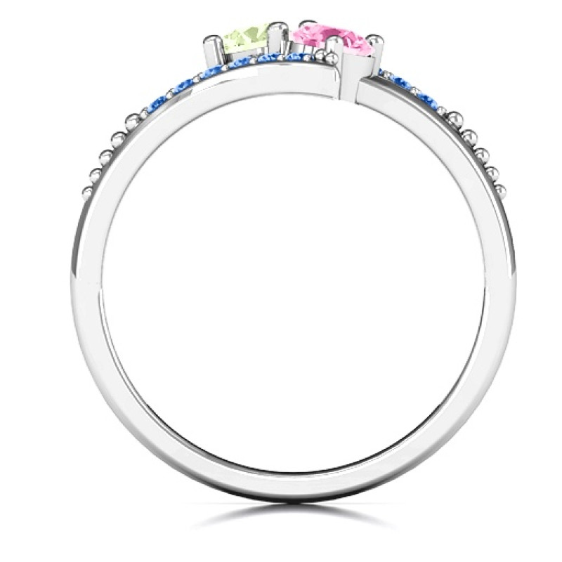 Diagonal Dream Ring With Round Stones - View 4 Diagonal Dream Ring with round stones and split-shank band