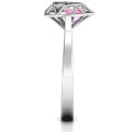Diamond Heart Cage Ring Product View Diamond Heart Cage Ring with encased heart stones product view