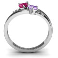 Double heart gemstone ring with accent stones