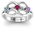 Double Infinity Ring with Triple Stones - View 2 Double infinity ring with three round centre stones