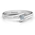 Double Line Bypass Ring with round centre stone