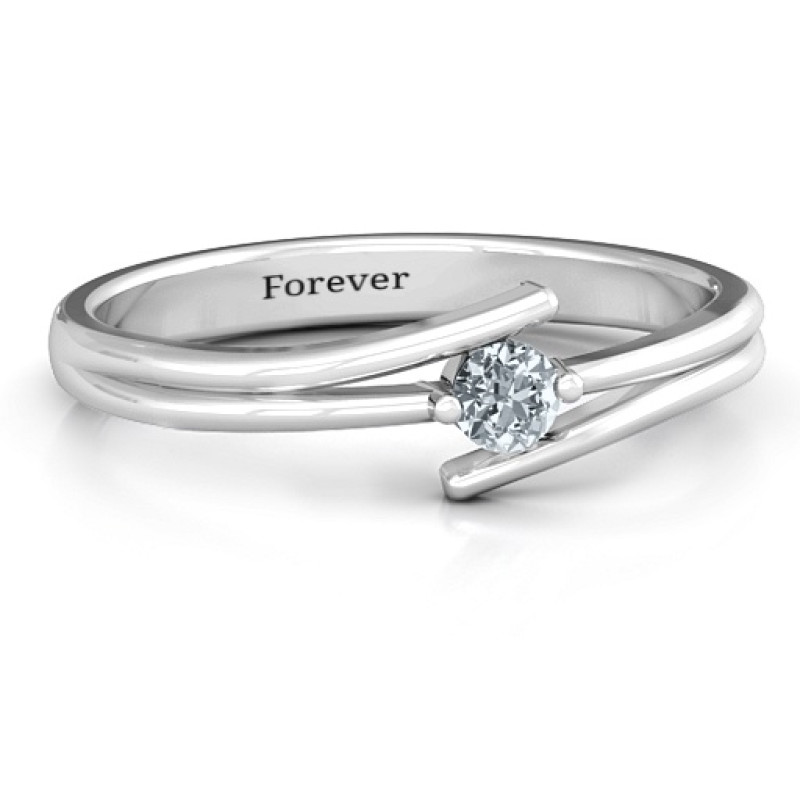 Double Line Bypass Ring with round centre stone