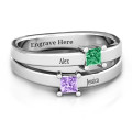 Double Princess Cut Ring Double Princess Cut Ring with two square-cut stones